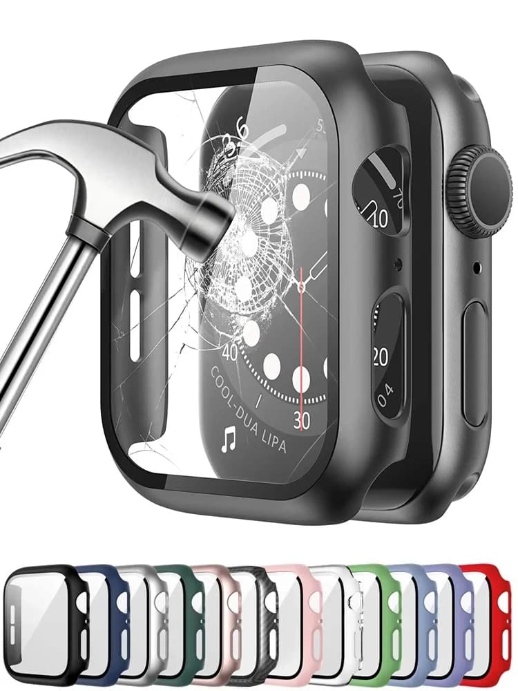 Glass+Cover for Apple Watch Case 44mm 40mm 45mm 41mm 42mm 38mm iWatch Accessory Screen Protector Apple Watch Series 3 6 SE 7 8 9