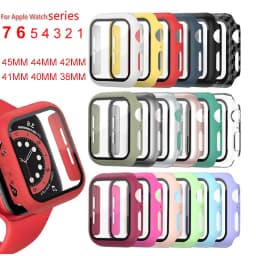 Glass+Cover for Apple Watch Case 44mm 40mm 45mm 41mm 42mm 38mm iWatch Accessory Screen Protector Apple Watch Series 3 6 SE 7 8 9