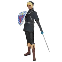 Miccostumes Men's Costume Warrior Cosplay Costume Pure Dark Black Uniform Fullset Tunic Pants with Belt and Hat