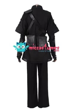 Miccostumes Men's Costume Warrior Cosplay Costume Pure Dark Black Uniform Fullset Tunic Pants with Belt and Hat