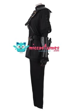 Miccostumes Men's Costume Warrior Cosplay Costume Pure Dark Black Uniform Fullset Tunic Pants with Belt and Hat