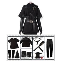 Miccostumes Men's Costume Warrior Cosplay Costume Pure Dark Black Uniform Fullset Tunic Pants with Belt and Hat
