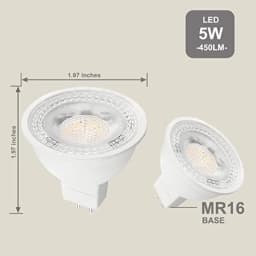 20-Pack MR16 LED Bulb 5000K GU5.3 12V 50W 5W Non-Dimmable Halogen Equivalent Spotlight 40 Degree Outdoor Landscape Light Bulbs