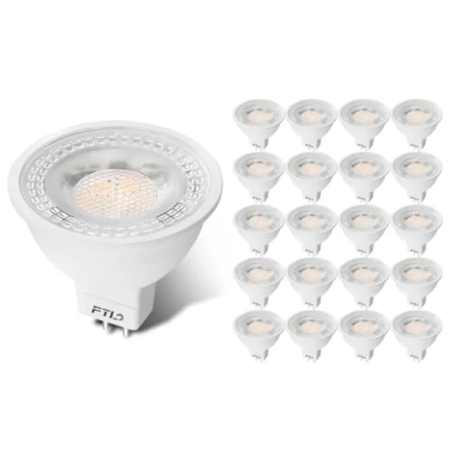 20-Pack MR16 LED Bulb 5000K GU5.3 12V 50W 5W Non-Dimmable Halogen Equivalent Spotlight 40 Degree Outdoor Landscape Light Bulbs