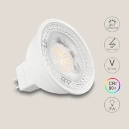 20-Pack MR16 LED Bulb 5000K GU5.3 12V 50W 5W Non-Dimmable Halogen Equivalent Spotlight 40 Degree Outdoor Landscape Light Bulbs