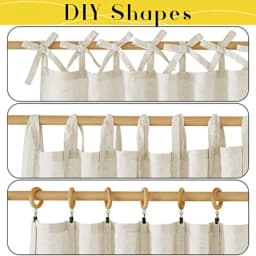 Thick Linen Curtains 84 inch Length 2 Panels Set, Tie Top Light Filtering Curtains Semitransparent Linen Burlap Drapes Privacy