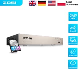 ZOSI 8CH 1080P H.265+ DVR 4-IN-1 24/7 Recording 2MP Video Surveillance Recorder for Analog AHD TVI CVI Camera Hybrid HDMI DVR