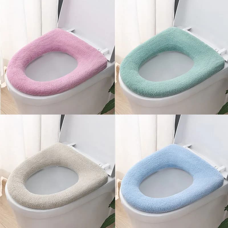 Bathroom Toilet Seat Closestool Washable Soft Winter Warmer Mat Pad Cushion O-shape Toilet seat Bidet Covers