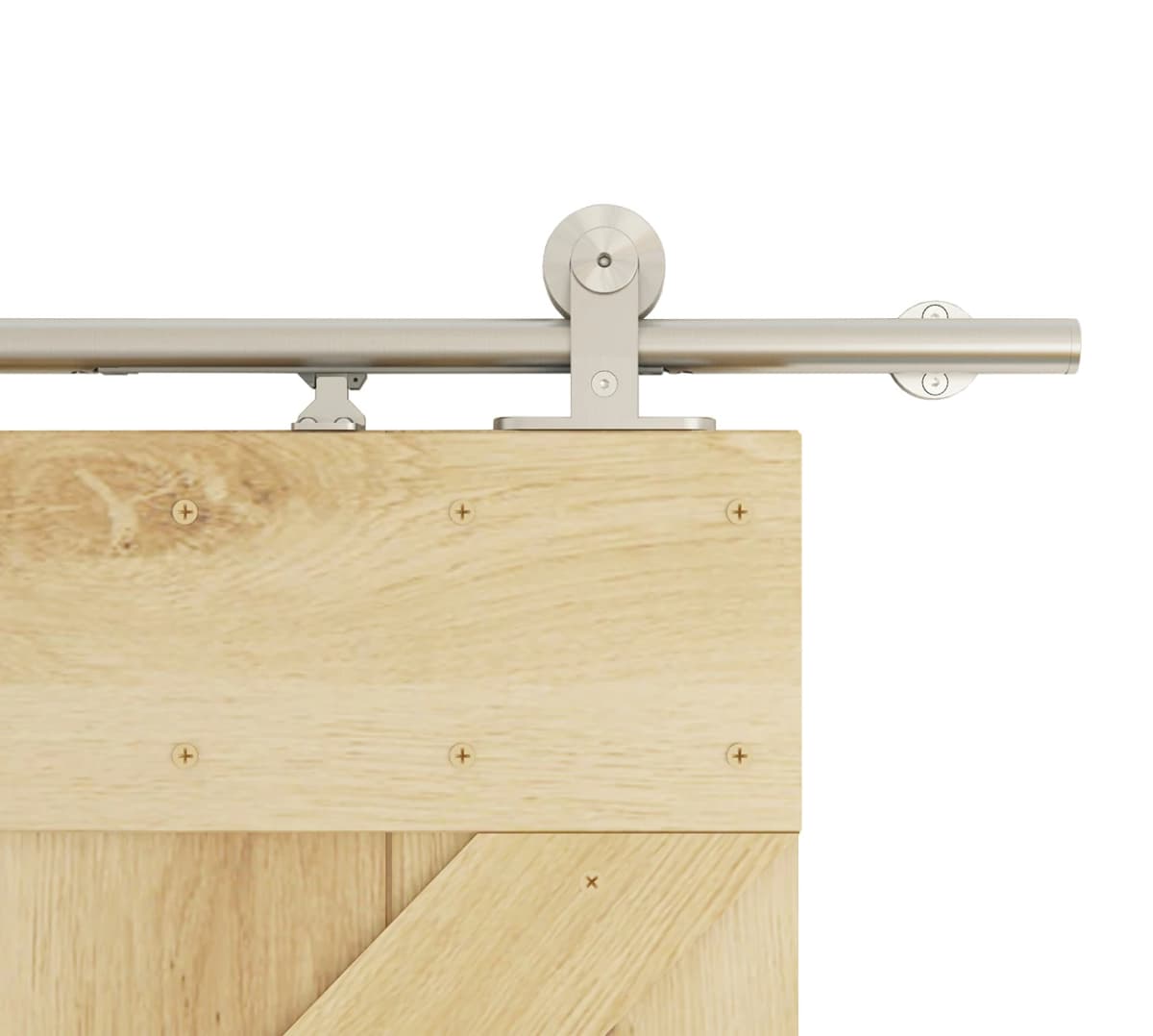 Integrated Soft Close Sliding Hardware Brushed Stainless Steel Top Mount Studio Barn Door Style Track Kit