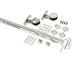 Integrated Soft Close Sliding Hardware Brushed Stainless Steel Top Mount Studio Barn Door Style Track Kit