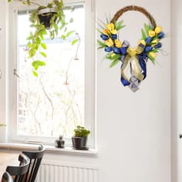 Tulip Spring Wreath For Front Door Summer Wreath For Front Door Yellow & Blue Artificial Flowers Summer Wreath Farmhouse Decor