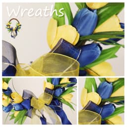 Tulip Spring Wreath For Front Door Summer Wreath For Front Door Yellow & Blue Artificial Flowers Summer Wreath Farmhouse Decor