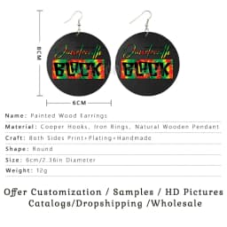 SOMESOOR I Am Black 1865 Juneteenth Day Wooden Drop Earrings For Women Gifts Rainbow Printing Fashion Loops Wood Ear Jewelry