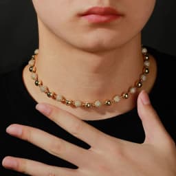 GUCY 6MM And 8MM Heavy Bead Round Cubic Zircon Iced Out Necklaces For Men Women Jewelry Gift