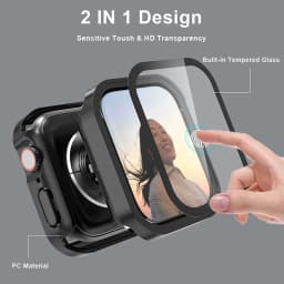Glass+Cover for Apple Watch case 45mm 41mm 44mm 40mm accessories Tempered Screen Protector Protective iWatch series 7 8 SE 6 5 4