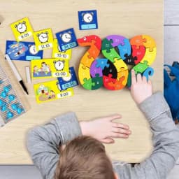 Alphabet Wooden Puzzle Wooden Toys Alphabet Number Building Jigsaw Puzzle Snake Shape Funny Digital Puzzle Game Educational Toys