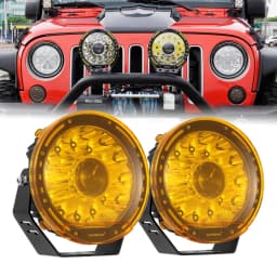 AUXBEAM 7inch LED Driving Work Light Spot Projector Light with Wiring Harness Amber 3200K Color Changing PC Protection Shells