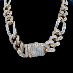 Aokaishen Figaro Cuban Link Chain for Men Baguette Necklace Real Copper Spring Clasp Hip Hop Jewelry 2023 Trend