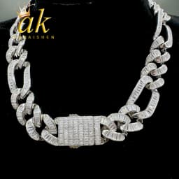 Aokaishen Figaro Cuban Link Chain for Men Baguette Necklace Real Copper Spring Clasp Hip Hop Jewelry 2023 Trend