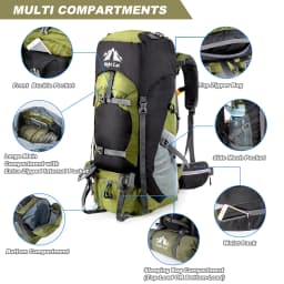 Hiking Backpacks 70L Camping Backpacking Packs for Men Women Lightweight Outdoor for Traveling, No Internal Frame