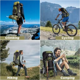 Hiking Backpacks 70L Camping Backpacking Packs for Men Women Lightweight Outdoor for Traveling, No Internal Frame