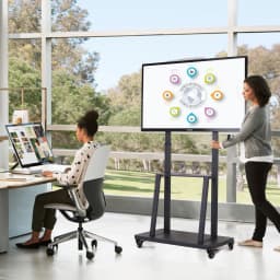 Large Floor TV Stand with 2 Shelves Height Adjustable Mobile TV Mount Bracket for 32-85 inch LCD LED