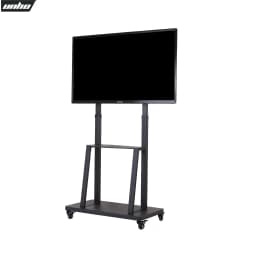 Large Floor TV Stand with 2 Shelves Height Adjustable Mobile TV Mount Bracket for 32-85 inch LCD LED