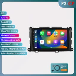 Hizpo For Toyota Sienna XL30 2010-2014 Car Radio Multimedia Video Player Navigation Stereo GPS Android Auto Carplay 8G+128GB RDS