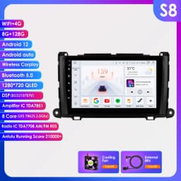 Hizpo For Toyota Sienna XL30 2010-2014 Car Radio Multimedia Video Player Navigation Stereo GPS Android Auto Carplay 8G+128GB RDS