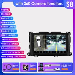 Hizpo For Toyota Sienna XL30 2010-2014 Car Radio Multimedia Video Player Navigation Stereo GPS Android Auto Carplay 8G+128GB RDS