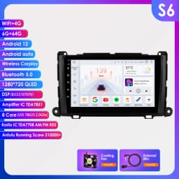 Hizpo For Toyota Sienna XL30 2010-2014 Car Radio Multimedia Video Player Navigation Stereo GPS Android Auto Carplay 8G+128GB RDS