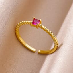Green Zircon Stainless Steel Ring for Women Gold Plated Finger Rings Female Vintage Jewelry Simple Aesthetic Accessories Anillos