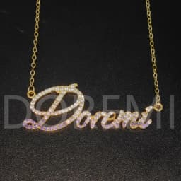 DOREMI Cursive Classic Customized Name Necklace Heart Zircon Crystal Full Letters Necklace Gift Jewelry Custom Necklace