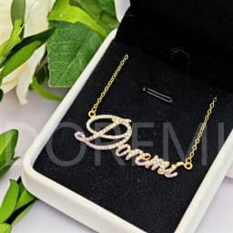 DOREMI Cursive Classic Customized Name Necklace Heart Zircon Crystal Full Letters Necklace Gift Jewelry Custom Necklace
