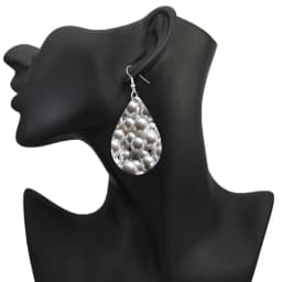 SOMESOOR Cute Gorgeous Bohemian Style Pearl & Marble Earrings For Girls - Women Wooden Dangle Jewelry With Waterdrop Shape