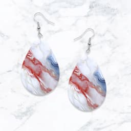 SOMESOOR Cute Gorgeous Bohemian Style Pearl & Marble Earrings For Girls - Women Wooden Dangle Jewelry With Waterdrop Shape