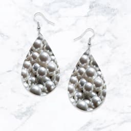 SOMESOOR Cute Gorgeous Bohemian Style Pearl & Marble Earrings For Girls - Women Wooden Dangle Jewelry With Waterdrop Shape