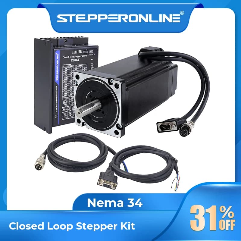 STEPPERONLINE Nema 34 Closed Loop Stepper Motor Kit TS Series 12Nm 1 Axis Nema34 Stepper Motor 1.7m Extension Cables