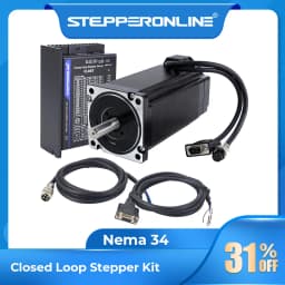 STEPPERONLINE Nema 34 Closed Loop Stepper Motor Kit TS Series 12Nm 1 Axis Nema34 Stepper Motor 1.7m Extension Cables