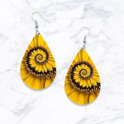 SOMESOOR Cute Ukulele Guitar Teardrop Earrings Leopard Sunflower Mushroom Printed Small Wooden Dangle Jewelry For Women Gifts