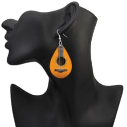 SOMESOOR Cute Ukulele Guitar Teardrop Earrings Leopard Sunflower Mushroom Printed Small Wooden Dangle Jewelry For Women Gifts