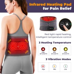 Electric Back Massager Red Light Heating Vibration Period Relief Device Lumbar Pad Waist Support Massage Strap for Muscle Relax