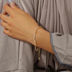 Muslim Islam Knife Bracelets For Women Latest Fine Dainty Crystal Pendant Imam Ali Sword Jewelry Ramadan Festival Gift