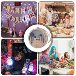 Wooden Festival Decoration Supplies Night Light Ornament Eid Decorative Lamp Children Gifts Indoor Outdoor Bedroom Decor