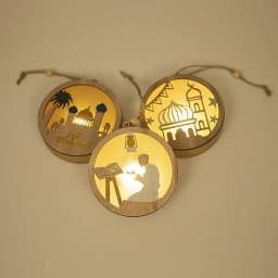 Wooden Festival Decoration Supplies Night Light Ornament Eid Decorative Lamp Children Gifts Indoor Outdoor Bedroom Decor