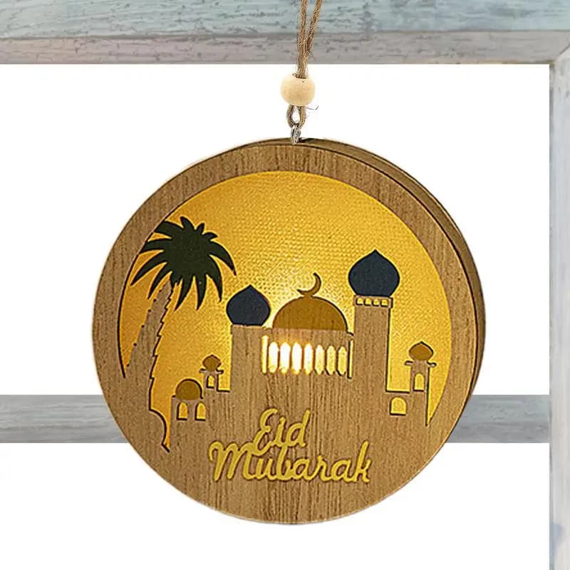 Wooden Festival Decoration Supplies Night Light Ornament Eid Decorative Lamp Children Gifts Indoor Outdoor Bedroom Decor