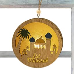 Wooden Festival Decoration Supplies Night Light Ornament Eid Decorative Lamp Children Gifts Indoor Outdoor Bedroom Decor