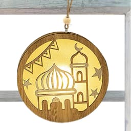 Wooden Festival Decoration Supplies Night Light Ornament Eid Decorative Lamp Children Gifts Indoor Outdoor Bedroom Decor