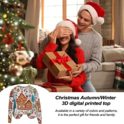 Christmas Shirt Women's Casual Long Sleeve Sweatshirt Crewneck Vacation Christmas 3D Digital Printing Cute Loose Pullovers
