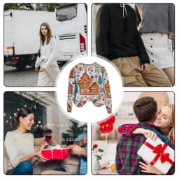 Christmas Shirt Women's Casual Long Sleeve Sweatshirt Crewneck Vacation Christmas 3D Digital Printing Cute Loose Pullovers